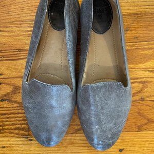 Frye soft grey leather loafer flats